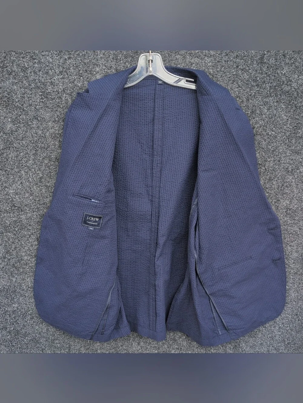 J Crew Thompson Jacket 44R Blue Seersucker Unstructured Unlined Dinner Blazer